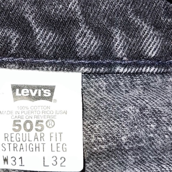 Levi's 505 ORANGE TAB 90s VINTAGE BLACK STRAIGHT LEG JEANS 31/28" - Picture 7 of 8
